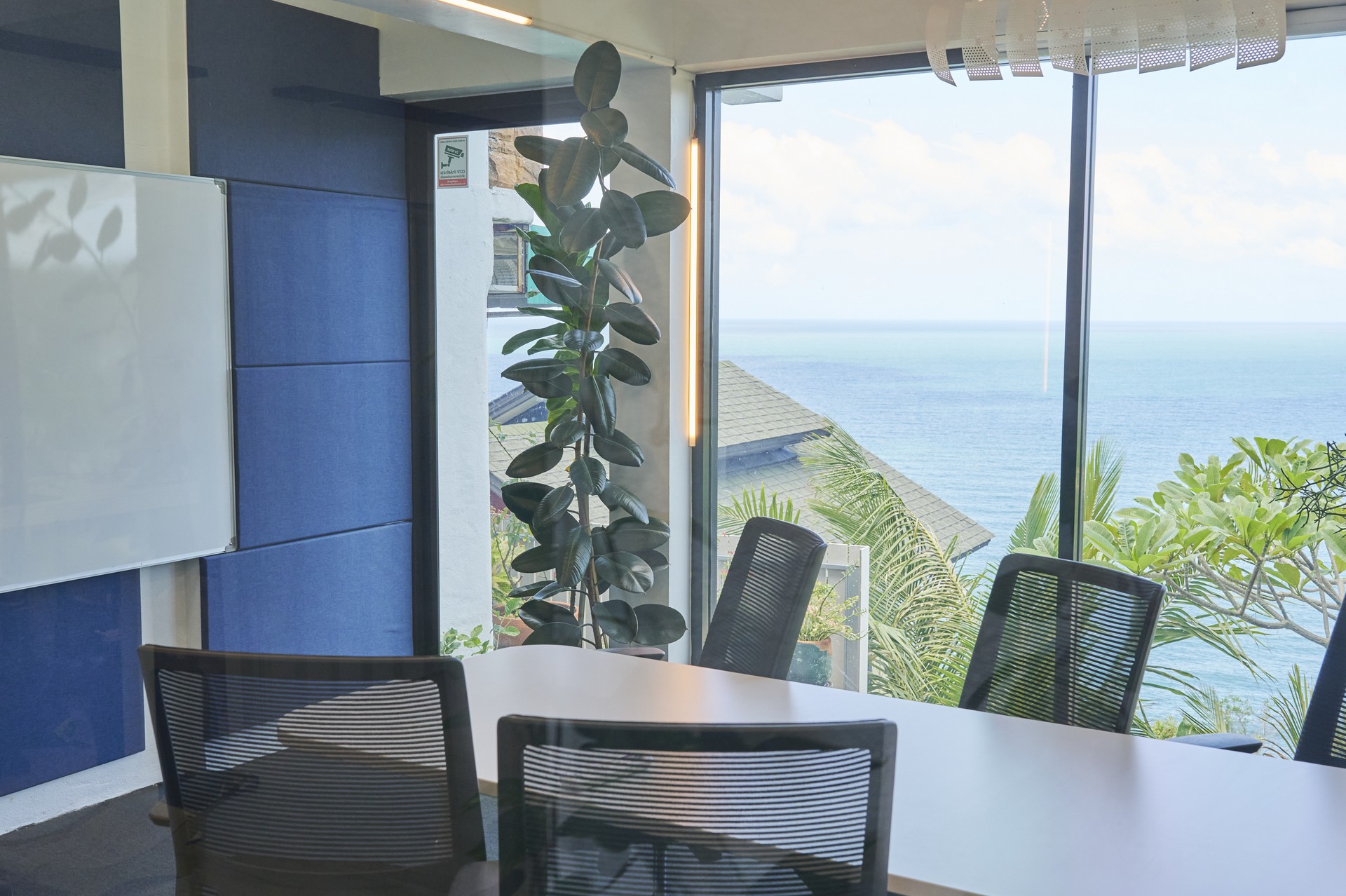 A workspace set up for a small group