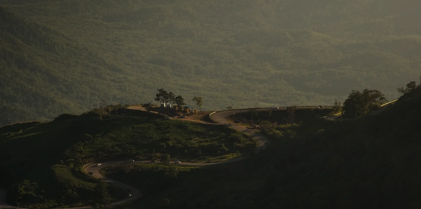 Green hills and a mountain road in northern Thailand
